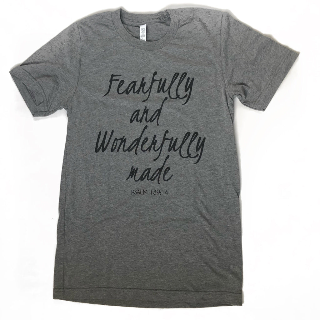 Fearfully And Wonderfully Made Gray Unisex Triblend Tee